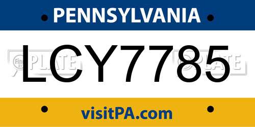 LCY7785 Pennsylvania License Plate