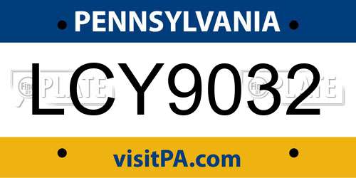 LCY9032 Pennsylvania License Plate