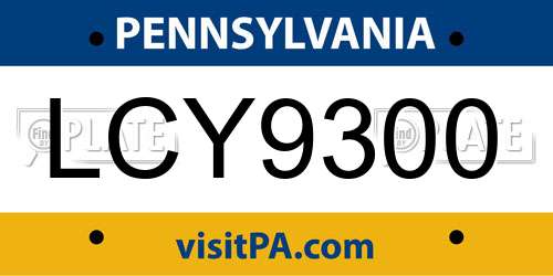 LCY9300 Pennsylvania License Plate