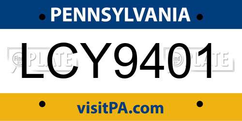 LCY9401 Pennsylvania License Plate