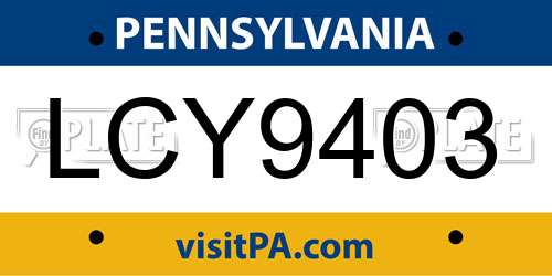LCY9403 Pennsylvania License Plate