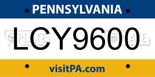 LCY9600 Pennsylvania License Plate