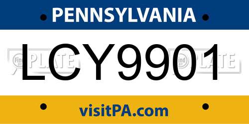 LCY9901 Pennsylvania License Plate