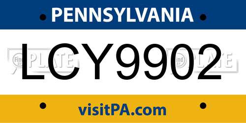 LCY9902 Pennsylvania License Plate