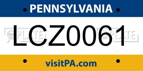 LCZ0061 Pennsylvania License Plate