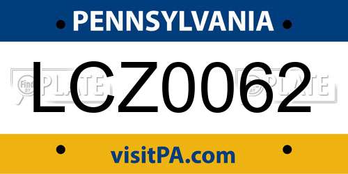 LCZ0062 Pennsylvania License Plate