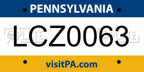 LCZ0063 Pennsylvania License Plate