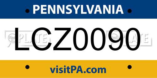 LCZ0090 Pennsylvania License Plate