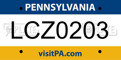 LCZ0203 Pennsylvania License Plate