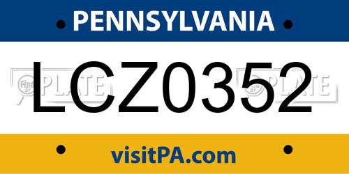 LCZ0352 Pennsylvania License Plate
