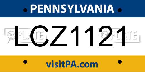 LCZ1121 Pennsylvania License Plate