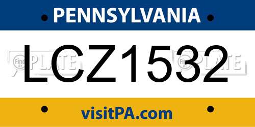 LCZ1532 Pennsylvania License Plate