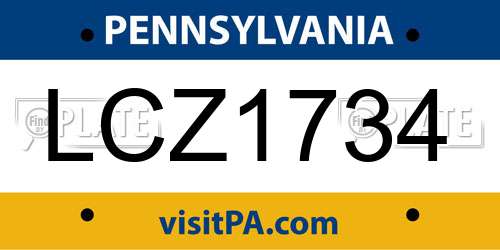 LCZ1734 Pennsylvania License Plate