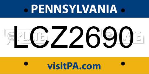 LCZ2690 Pennsylvania License Plate