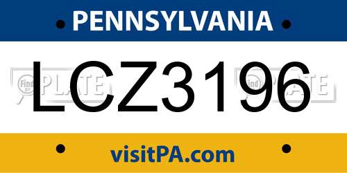 LCZ3196 Pennsylvania License Plate