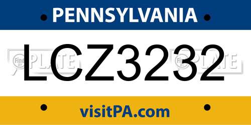 LCZ3232 Pennsylvania License Plate