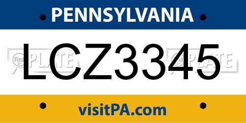 LCZ3345 Pennsylvania License Plate