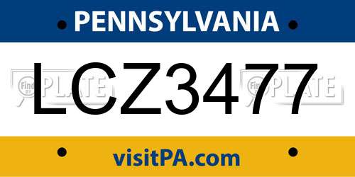 LCZ3477 Pennsylvania License Plate