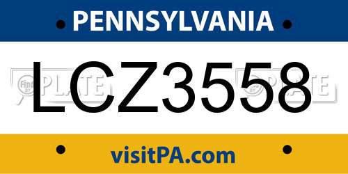 LCZ3558 Pennsylvania License Plate