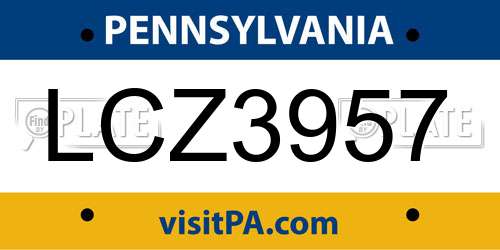 LCZ3957 Pennsylvania License Plate