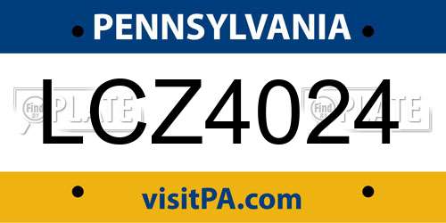 LCZ4024 Pennsylvania License Plate