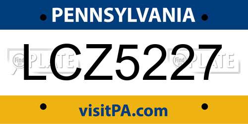 LCZ5227 Pennsylvania License Plate