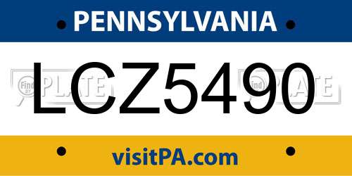 LCZ5490 Pennsylvania License Plate