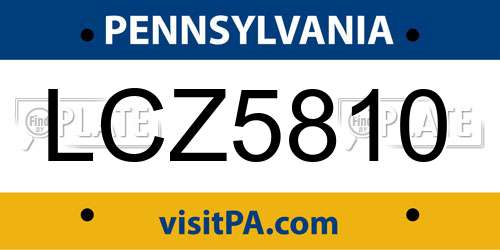 LCZ5810 Pennsylvania License Plate