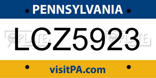 LCZ5923 Pennsylvania License Plate