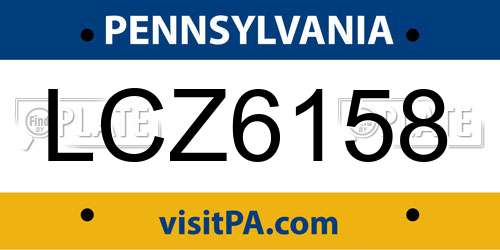LCZ6158 Pennsylvania License Plate