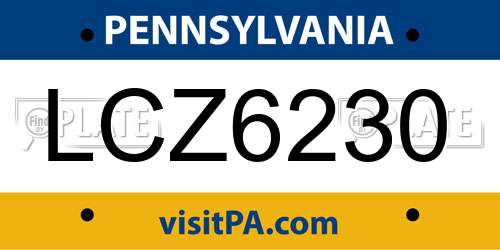 LCZ6230 Pennsylvania License Plate