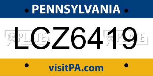LCZ6419 Pennsylvania License Plate