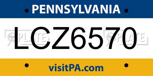 LCZ6570 Pennsylvania License Plate