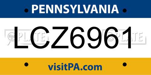 LCZ6961 Pennsylvania License Plate