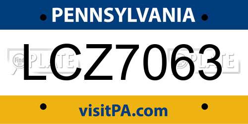 LCZ7063 Pennsylvania License Plate