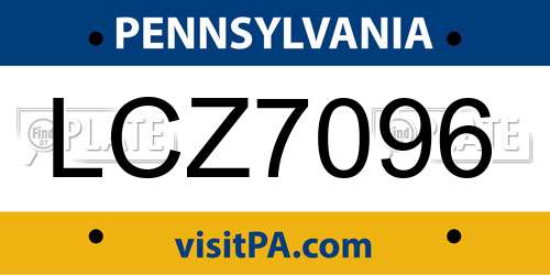 LCZ7096 Pennsylvania License Plate
