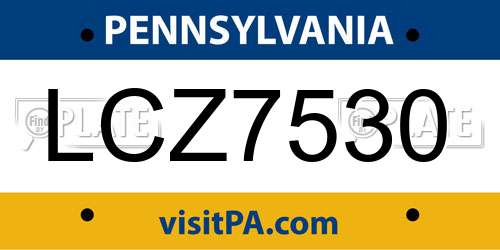 LCZ7530 Pennsylvania License Plate