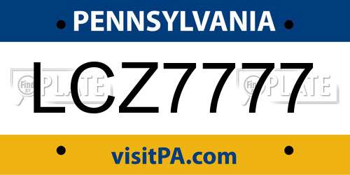 LCZ7777 Pennsylvania License Plate