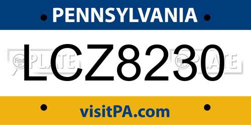 LCZ8230 Pennsylvania License Plate