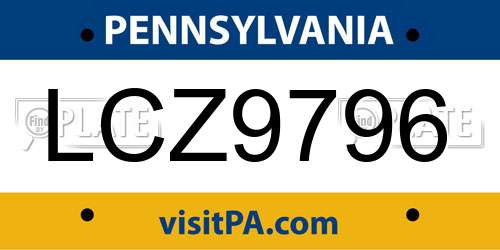 LCZ9796 Pennsylvania License Plate