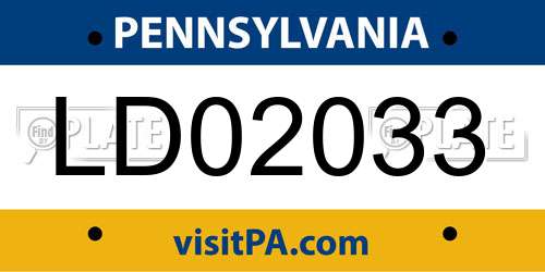 LD02033 Pennsylvania License Plate