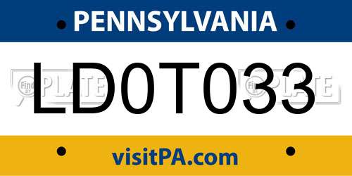 LD0T033 Pennsylvania License Plate