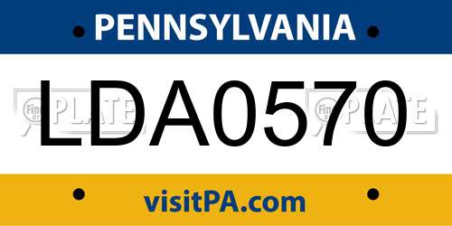 LDA0570 Pennsylvania License Plate
