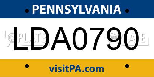 LDA0790 Pennsylvania License Plate