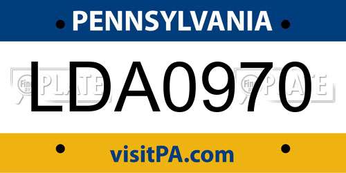 LDA0970 Pennsylvania License Plate