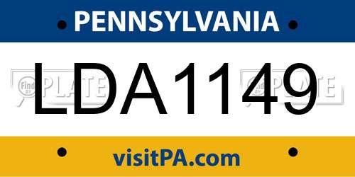 LDA1149 Pennsylvania License Plate