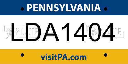 LDA1404 Pennsylvania License Plate