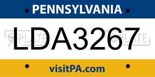 LDA3267 Pennsylvania License Plate