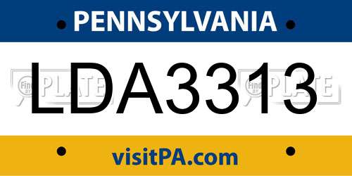 LDA3313 Pennsylvania License Plate