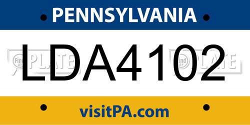LDA4102 Pennsylvania License Plate